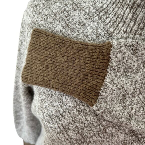 LL Bean Signature Mock Neck Sweater Two Toned Tan Cotton Linen Curved Hem M - Picture 7 of 10